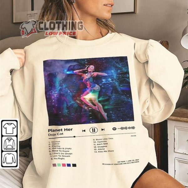 Doja Cat Planet Her Album Tracklist Merch, Doja Cat New Album T-Shirt, Doja Cat Vintage Album Retro Graphic Unisex Tee