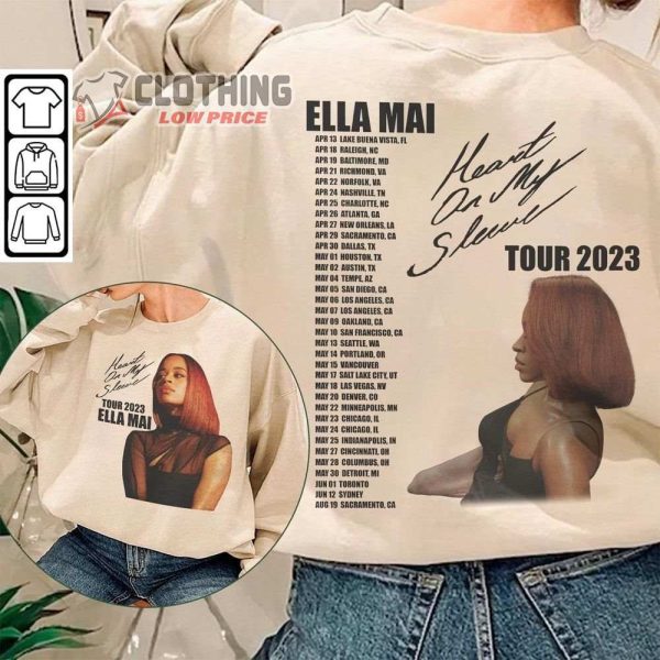 Ella Mai The Heart On My Sleeve Tour 2023 Merch, Ella Mai Concert 2023 Tour Shirt, Heart On My Sleeve Tour Dates 2023 T-Shirt