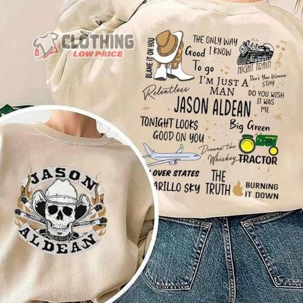 Jason Aldean Cowboys Skull Boots And Hat Merch, Jason Aldean Tour 2023 Shirt, Jason Aldean Album 2023 Tour T-Shirt