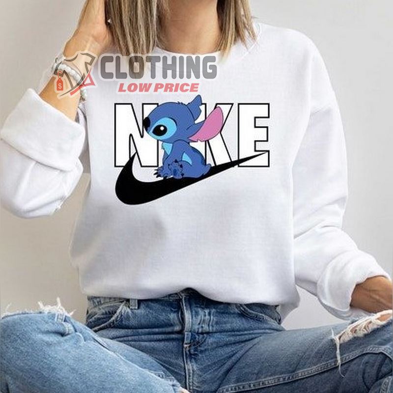 Nike Stitch Love Embroidered Sweatshirt, Lilo and Stitch Embroidered Hoodie,  Custom Nike Logo Shirt - Small Gifts Great Love