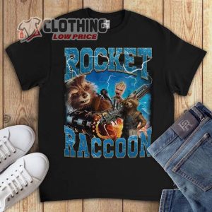Marvel Rocket Raccoon Big Gun Weapons T-Shirt, Rocket And Groot Guardians Of The Galaxy Characters Merch