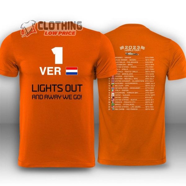 Max Verstappen 2023 Formula 1 F1 Tee Shirt, Orange Army Merch