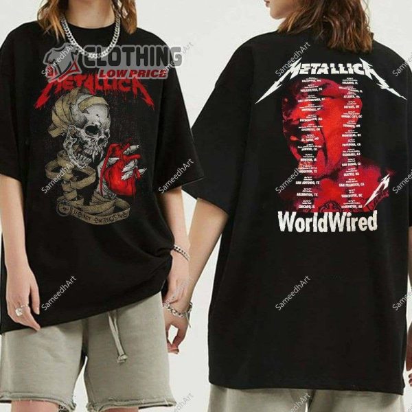 Metallica Heart Explosive 2023 Tour Merch, Metallica Metal Rock Worldwired 2023 Shirt, Metallica World Tour 2023 Tickets T-Shirt