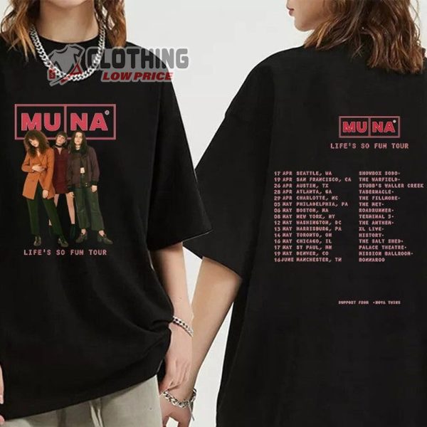 Muna Band Life’S So Fun Tour 2023 Merch, Muna Band Tour 2023 Tickets Sweatshirt, Life’S So Fun Concert 2023 T-Shirt
