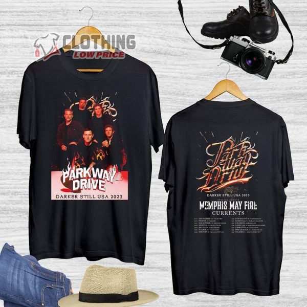 Parkway Drive Darker Still USA Tour 2023 Setlist Merch, Darker Still USA Tour 2023 Shirt Memphis May Fire Currents T-Shirt