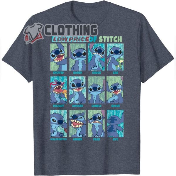 The 12 Emotions Of Stitch Disney Lilo And Stitch T Shirt Lilo And Stitch Remake Cast Tee 1