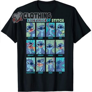 The 12 Emotions Of Stitch Disney Lilo And Stitch T Shirt Lilo And Stitch Remake Cast Tee 3