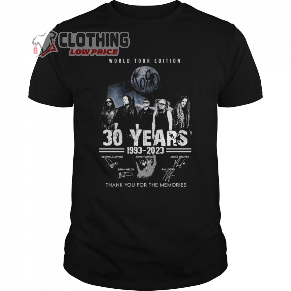 World Tour Edition 2023 Merch, 30 Years 1993-2023 Thank You For The Memories Signatures T-Shirt
