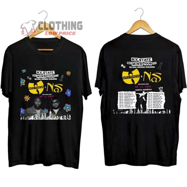 Wu-Tang And Nas North America Tour With De La Soul Merch, Wu-Tang My State Of Mind Tour 2023 Shirt, Wu-Tang & NS World Tour 2023 T-Shirt