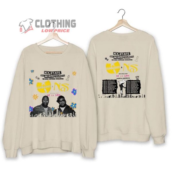 Wu-Tang Clan And Nas Tour With De La Soul Sweatshirt, My State Of Mind Tour 2023 Shirt, Wu Tang Clan Merch