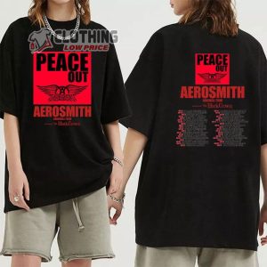 Aerosmith Band World Tour 2023 Setlist Merch, Aerosmith 2023–2024 Peace Out Farewell Tour With The Black Crowes Tour T-Shirt
