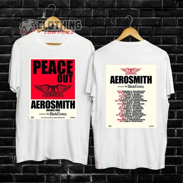 Aerosmith Farewell Tour 2023 Peace Out Tour Dates Merch, Aerosmith Final Tour With Special Guest The Black Crowes T-Shirt