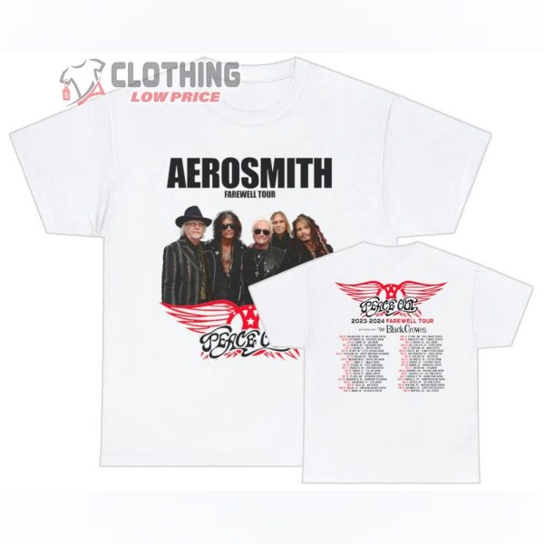 Aerosmith Peace Out 2023-2024 Farewell Tour Merch, Aerosmith World Tour 2023-2024 Setlist Shirt, Aerosmith Tour 2023 Las Vegas T-Shirt