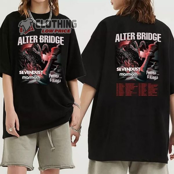Alter Bridge, Sevendust And Mammoth Wvh – Pawns And Kings Tour 2023 Merch, Alter Bridge Tour 2023 Setlist Shirt,Alter Bridge Tour Dates 2023 T-Shirt