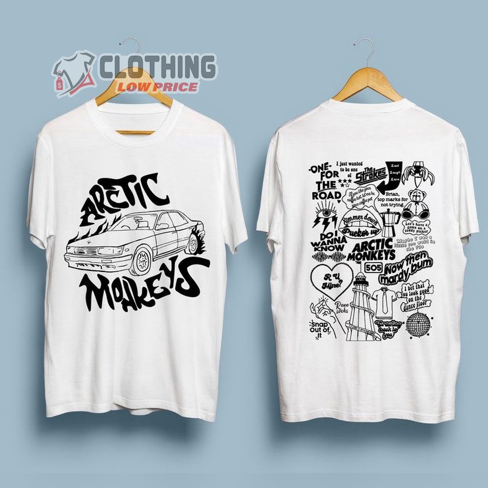 Arctic Music Lyrics Fan Art T-Shirt, Monkey Band Shirt, Uk Tour 2023 On Back Merch