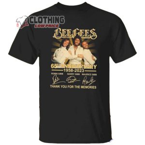 Bee Gees 65Th Anniversary 1958-2023 Thank You For Your Memories Merch, Bee Gees Band Concert 2023 Shirt, Bee Gees Tour Dates 2023 Signatures T-Shirt