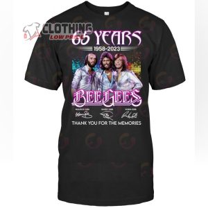 Bee Gees World Tour 2023 Merch 65 Years 1958 2023 Bee Gees Thank You For The Memories Signatures T Shirt
