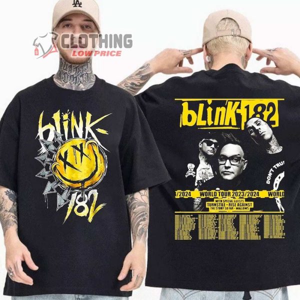 Blink 182 The World Tour 2023-2024 Unisex T-Shirt, Blink 182 Rock And Roll Concert Shirt, Blink 182 Sweatshirt, Hoodie, Merch