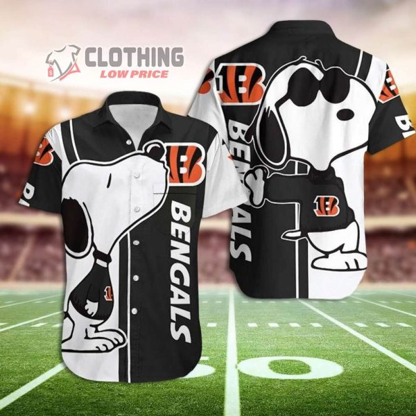 Cincinnati Bengals Snoopy Hawaiian Shirt, Cincinnati Bengals 2023 Schedule Snoopy Glasses Beach Summer 3D Hawaiian Shirt