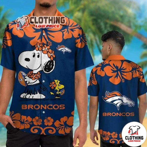 Denver Broncos Snoopy Hawaiian Shirt, Denver Broncos Logo Snoopy  Beach Summer 3D Hawaiian Shirt