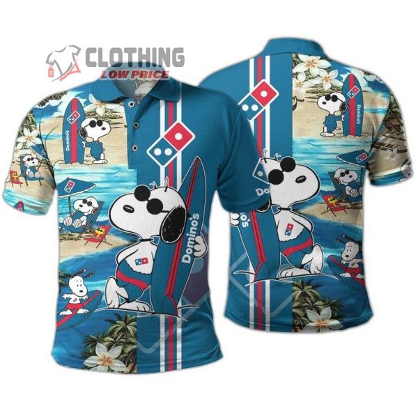 Domino’S Pizza Food Beach Snoopy Hawaiian Shirts, Domino’S Logo Snoopy Glasses Beach Summer 3D Hawaiian Shirt