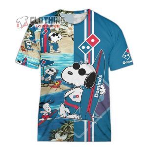 DominoS Pizza Food Beach Hawaiian Shirts DominoS Logo Snoopy Glasses Beach Summer 3D Hawaiian Shirt 5