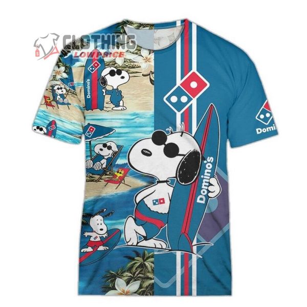 Domino’S Pizza Food Beach Snoopy Hawaiian Shirts, Domino’S Logo Snoopy Glasses Beach Summer 3D Hawaiian Shirt