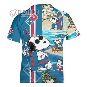 DominoS Pizza Food Beach Hawaiian Shirts DominoS Logo Snoopy Glasses Beach Summer 3D Hawaiian Shirt1