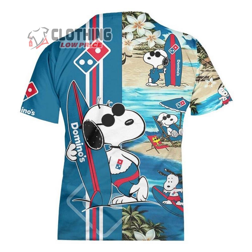 Domino'S Pizza Food Beach Snoopy Hawaiian Shirts, Domino'S Logo Snoopy Glasses Beach Summer 3D Hawaiian Shirt