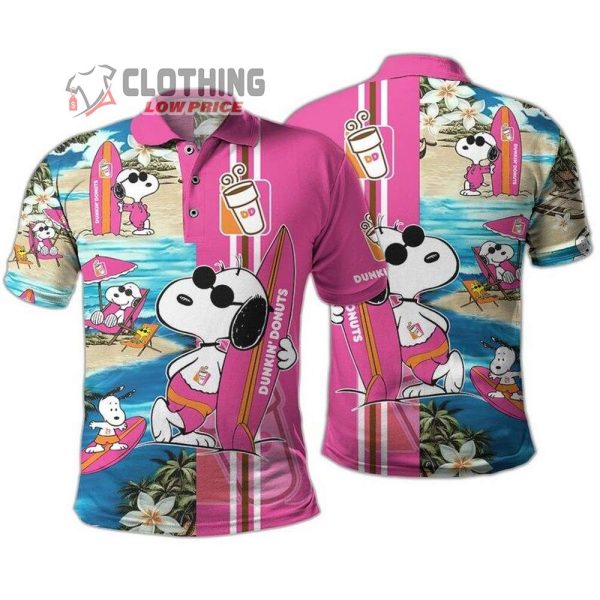 Dunkin Donuts Food And Drink Beach Snoopy Hawaiian Shirts, Dunkin Donuts Logo Snoopy Glasses Beach Summer 3D Hawaiian Shirt