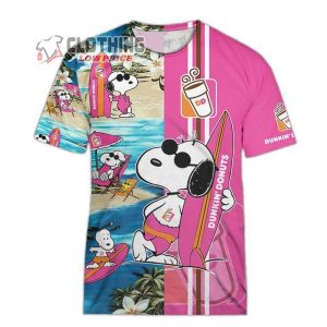 Dunkin Donuts Food And Drink Beach Snoopy Hawaiian Shirts Dunkin Donuts Logo Snoopy Glasses Beach Summer 3D Hawaiian