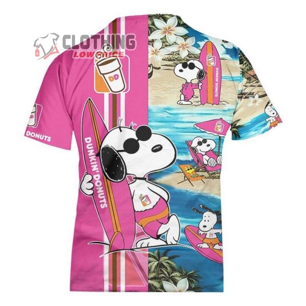 Dunkin Donuts Food And Drink Beach Snoopy Hawaiian Shirts, Dunkin Donuts Logo Snoopy Glasses Beach Summer 3D Hawaiian Shirt