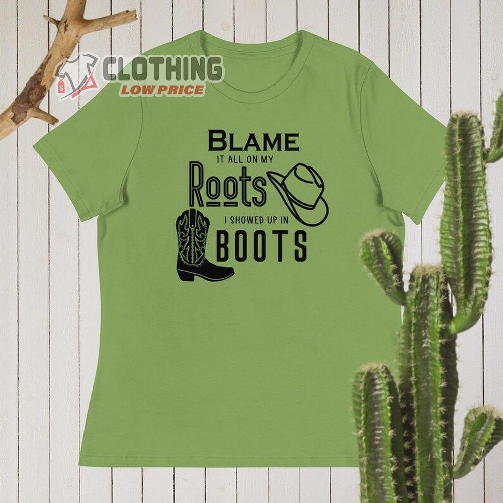 Garth Brooks Country Music Tee, Garth Brooks Tour Merch, Blame It All On My Roots, I Showed Up In Boots Shirt