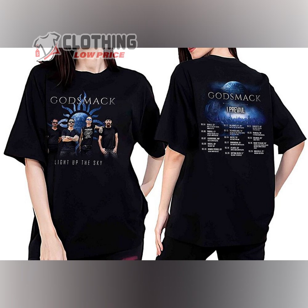 Godsmack Tour 2023 Merch, Godsmack Tour 2023 Lineup Shirt, Godsmack Light Up The Sky Tour 2023 Setlist T-Shirt