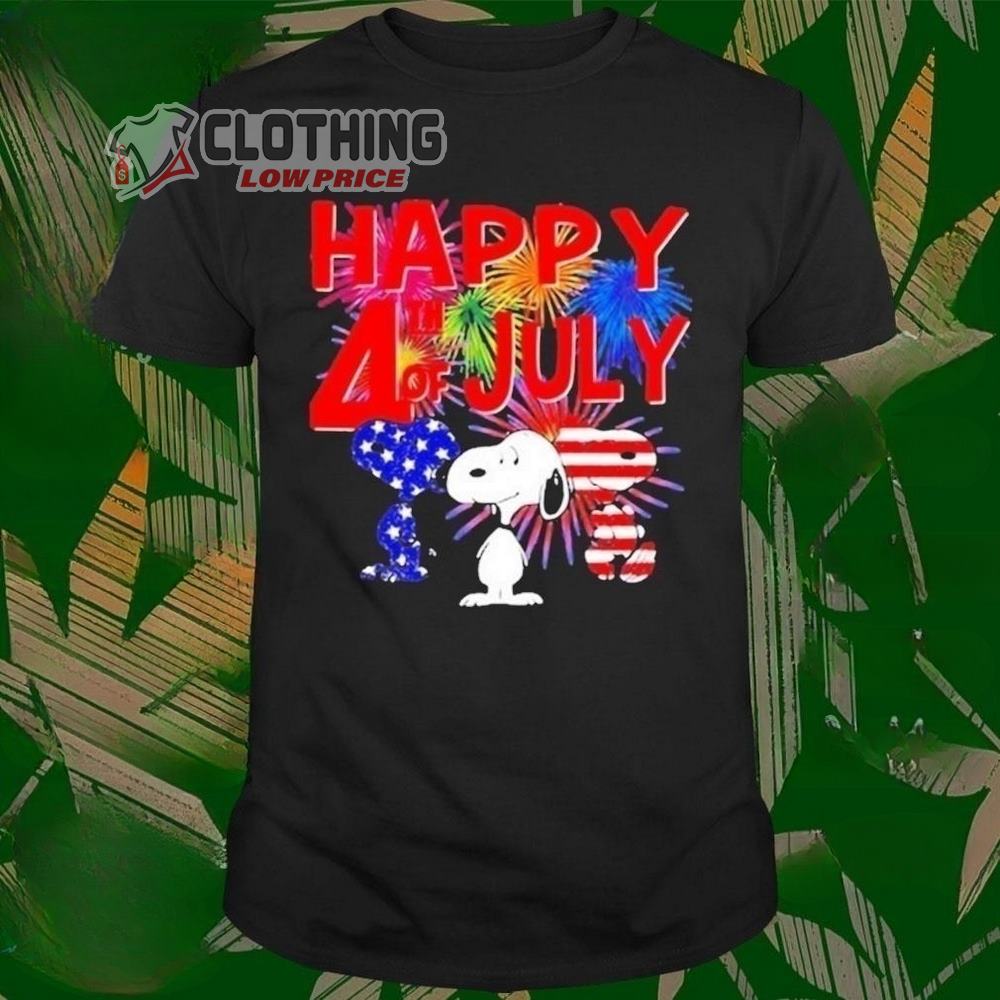 Happy 4th Of July Independence Snoopy Shirt, Happy 4th Of July Independence Snoopy Fireword American Flag Shirt