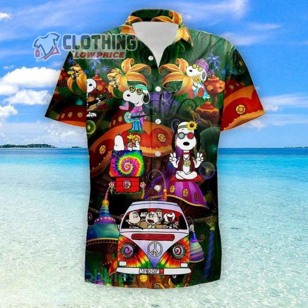 Hippie Groovy Snoopy Hawaiian Shirt, Snoopy Hippie Beach Summer 3D Hawaiian Shirt