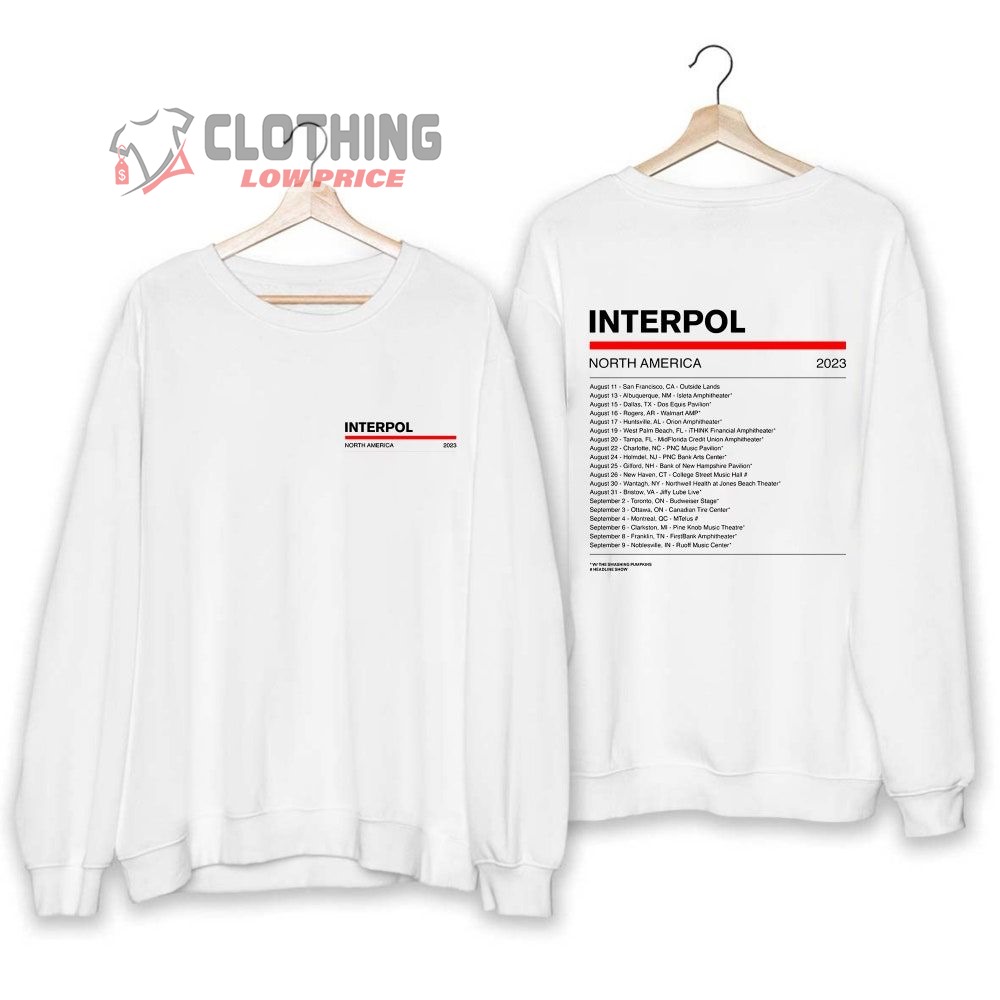 Interpol North America 2023 Tour Dates Merch, Interpol Rock Band 2023 Tour Shirt, Interpol Band Fan T-Shirt