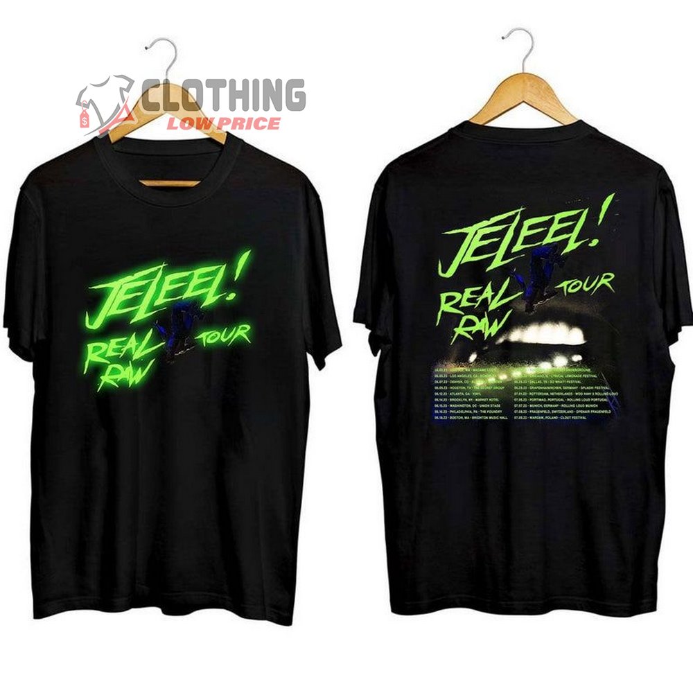 Jeleel Real Raw 2023 Tour Dates Merch, Jeleel 2023 Concert T-Shirt, Rapper Jeleel Tour Unisex T-Shirt