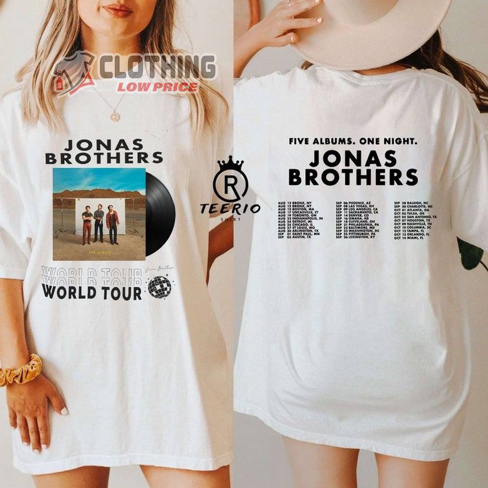 Jonas Brothers Band Fan Merch, Jonas Brothers Five Albums One Night The Tour 2023 Shirt, Jonas Brothers World Tour 2023 T-Shirt