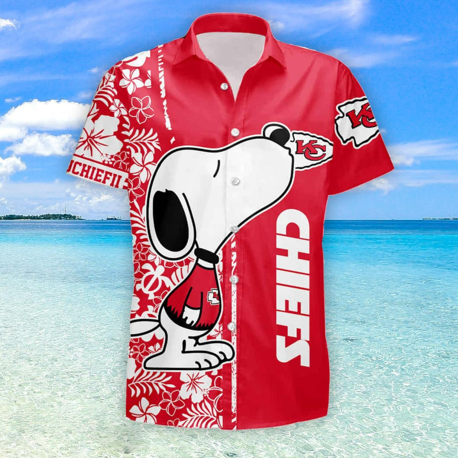Kansas City Chiefs Snoopy Hawaiian Shirt, Kansas City Chiefs Logo Snoopy Glasses Beach Summer 3D Hawaiian Shirt