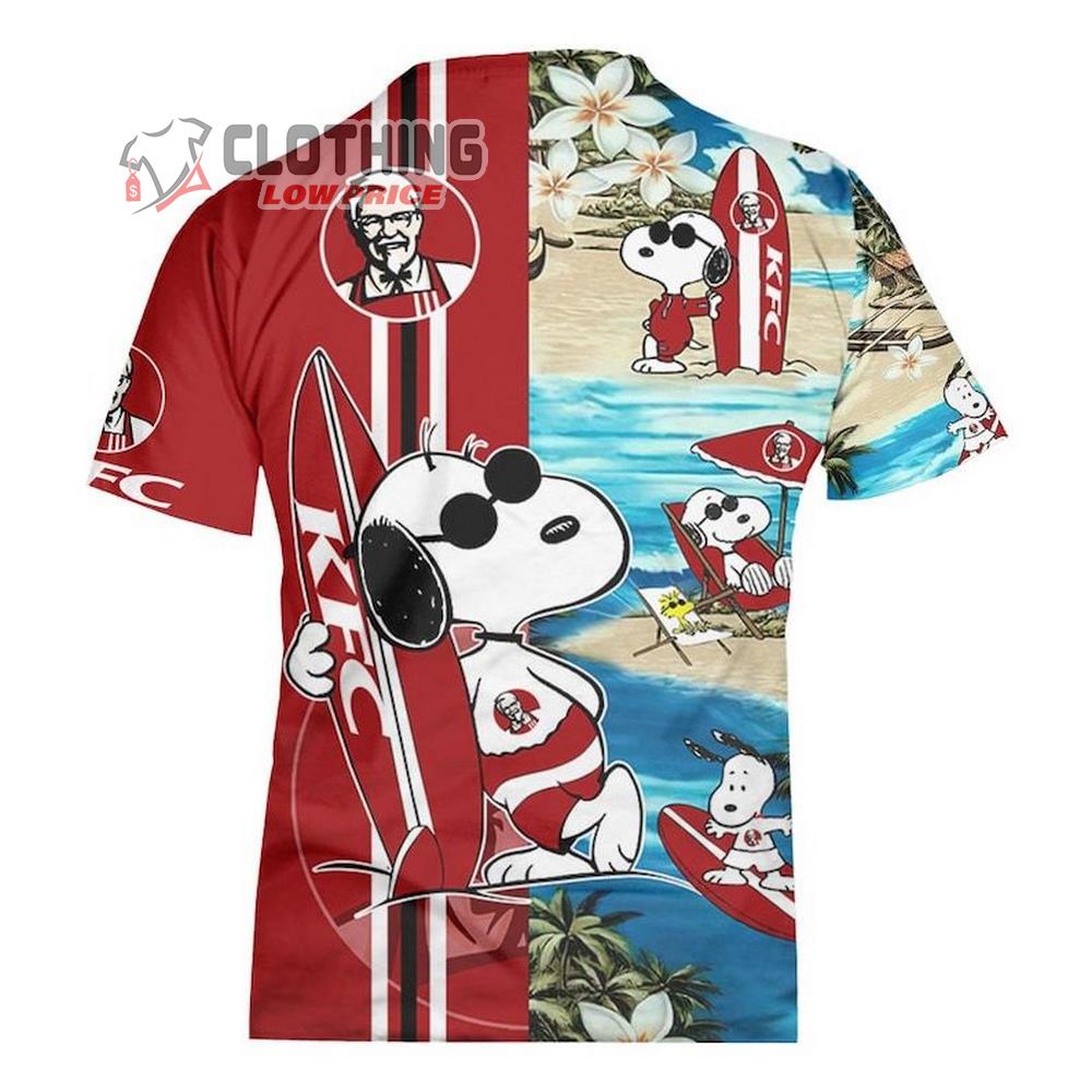 Kfc Food Snoopy Beach Hawaiian Shirts, Kfc Logo Snoopy Glasses Beach Summer 3D Hawaiian Shirt