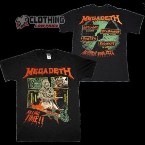 Megadeth Australia Tour 2023 Killing Time Merch, Megadeth Tour 2023 Tickets Shirt, Megadeth Tour 2023 Lineup T-Shirt