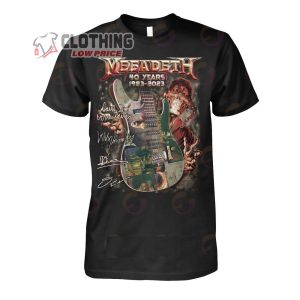 Megadeth 40Th 1983-2023 Signatures Merch, Megadeth Concert 2023 Moncton Shirt, Megadeth Tour 2023 Tickets T-Shirt