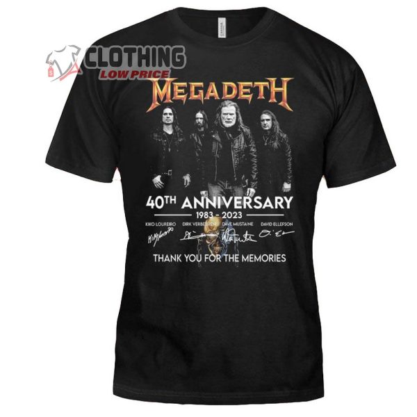 Megadeth 40Th Anniversary 1983-2023 Thank You For Your Memories Merch, Megadeth Tour 2023 Signatures Shirt, Megadeth Tour 2023 USA T-Shirt