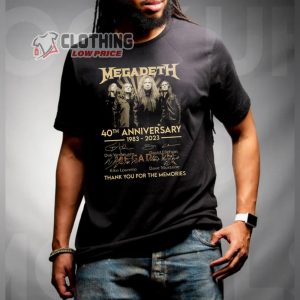 Megadeth World Tour 2023 Europe Merch, Megadeth 40Th Anniversary 1983-2023 Thank You For Your Memories Shirt, Megadeth Tour 2023 Setlist T-Shirt