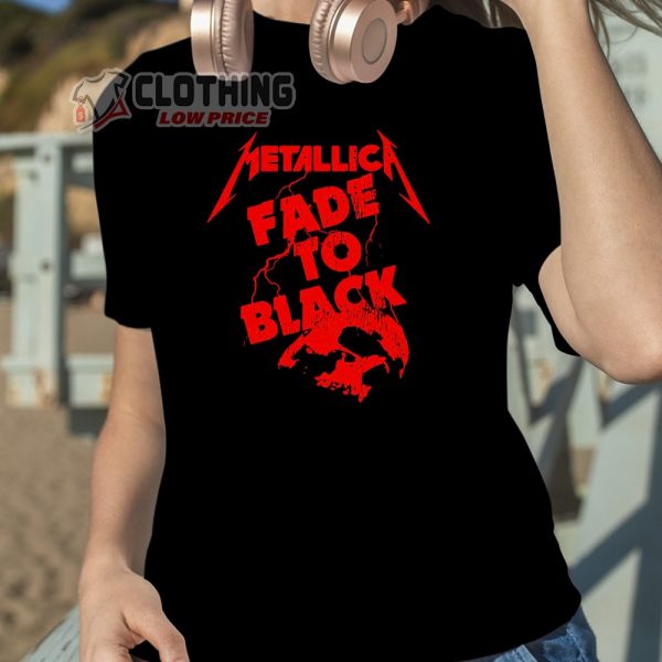 Metallica Fade To Black Thunder Cracked Skull Red Word T-shirt