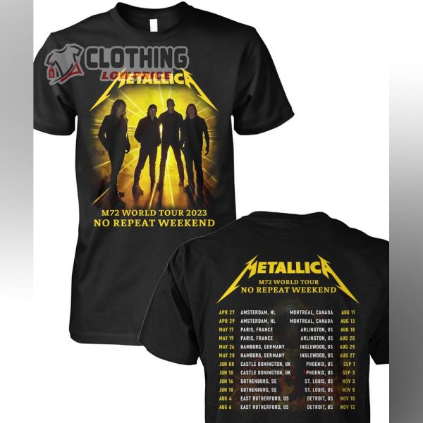 Metallica M72 World Tour No Repeat Weekend Merch, M72 World Tour Shirt, Metallica Tour Dates 2023 T-Shirt