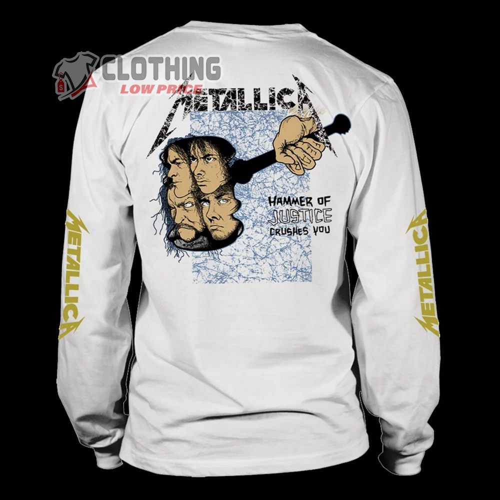 Metallica...And Justice For All Album Hammer Of Justice Crushes You Metallica Long Sleeve Shirt