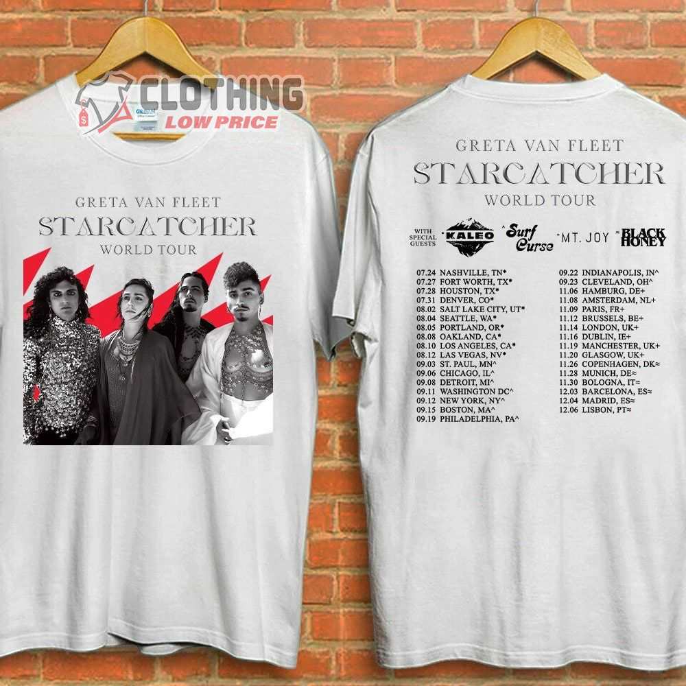 New 2023 Greta Van Fleet Starcatcher World Tour Merch, Greta Van Fleet 2023 Music Tour Shirt, Greta Van Fleet World Tour 2023 Setlist T-Shirt