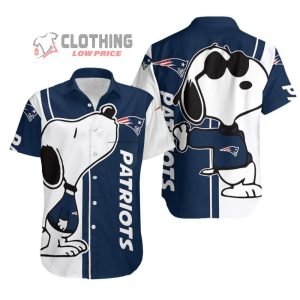 New England Patriot Snoopy Hawaiian Shirt, New England Patriot Logo Snoopy Glasses Beach Summer 3D Hawaiian Shirt